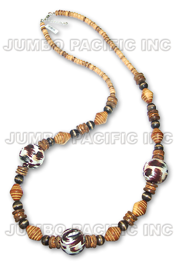 JWN8111 Wood necklace with coco pukalet
