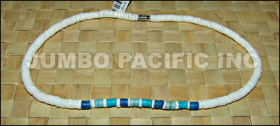 Shell Heishe Necklace with coco heishe blue tones